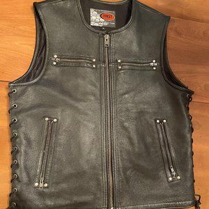 Men's leather motorcycle vest